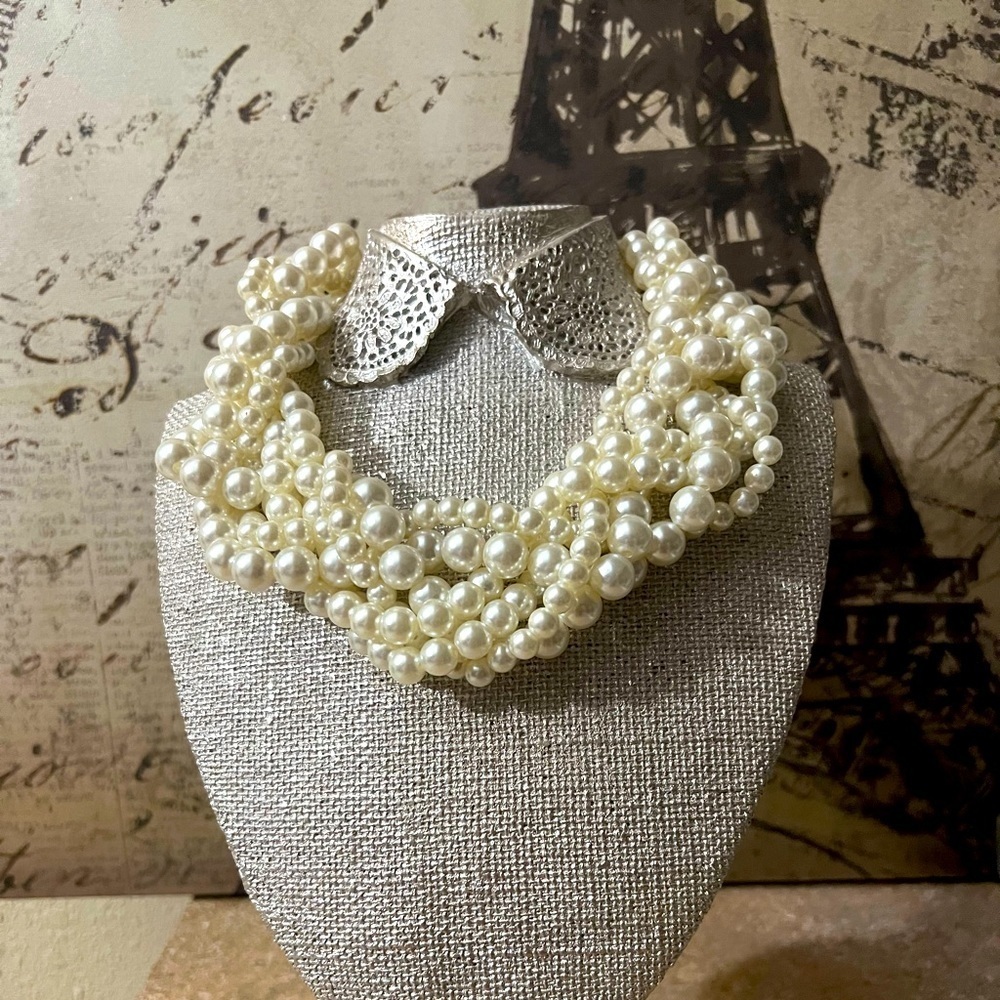 PEARL IMITATION ELEGANT MULTILAYER NECKLACE - Picture 4 of 7